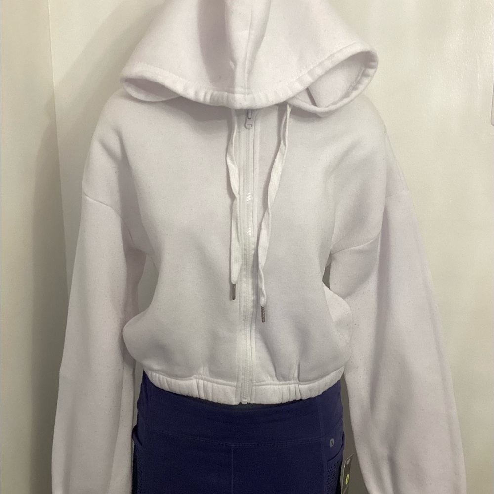 Stella Viva White Girl’s Cropped Long Sleeve Hoodie - Youth Size Small